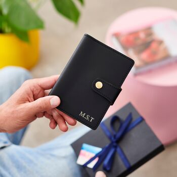 Personalised Leather Passport Travel Holder With Hot Stamped Initials And/Or Engraved Message, 2 of 7