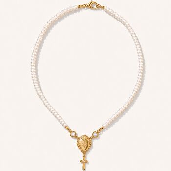 Handmade Freshwater Pearl Sacred Heart Rosary Choker, 3 of 9