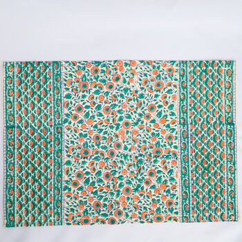 Set Of Indian Hand Block Printed Placemats, Green, 6 of 9