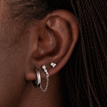 Pearl And Sparkle Single Flat Back Earring, 3 of 7