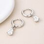 Sterling Silver Teardrop Cubic Zirconia Hoop Earrings – 12mm, thumbnail 2 of 4
