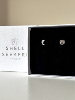 Sun And Moon Sterling Silver Stud Earrings, 5 of 5