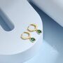 Tiny Emerald Green Droplet Cz Huggie Hoop Earrings, thumbnail 1 of 9