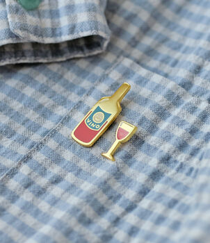 Wine And Glass Pin Badge Set, 4 of 4