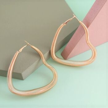 Gold Plated Heart Shaped Spring Hoop Earring, 2 of 5