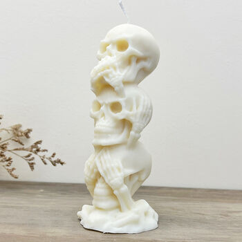 Skull Pillar Candle Halloween Skeleton Decoration, 3 of 8