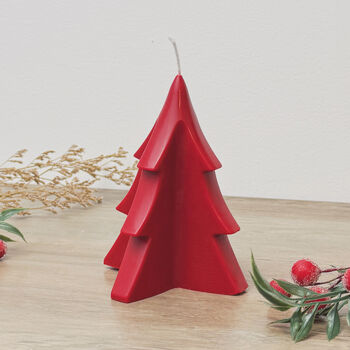 Festive Red Christmas Tree Candle Christmas Decoration, 3 of 7