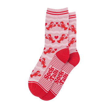 Women's Pink Lobster Love Heart Bamboo Socks, 3 of 4