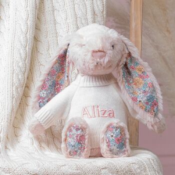 Personalised Blossom Beige Bunny Soft Toy, 2 of 8