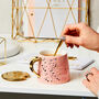 Gold Speckled Pink Mug With Spoon And Lid, thumbnail 1 of 7