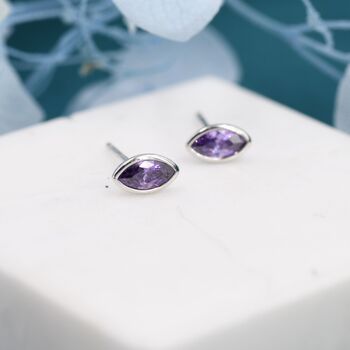 Amethyst Purple Marquise Cz Stud Earrings, 4 of 11