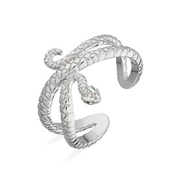 Snake Open Ring With Green Eyes, 2 of 6