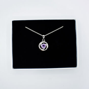Amethyst And Sterling Silver Open Circular Necklace, 2 of 5