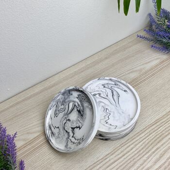 Grey Marbled Drinks Coaster With Lip, 2 of 7