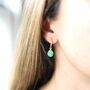 Manhattan Gold Plated And Chrysoprase Gemstone Earrings, thumbnail 2 of 4