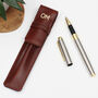 Personalised Antiqued Leather Pen Holder And Pen, thumbnail 1 of 5