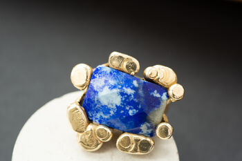 Chunky Ring In Brass With Lapis Lazuli, 2 of 3