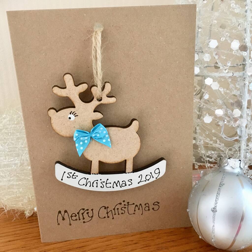 Personalised First Christmas Card Baby Boy Decoration By Craft Heaven Designs