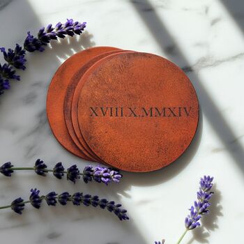 Roman Numeral 3rd Anniversary Couple Coasters, 2 of 7