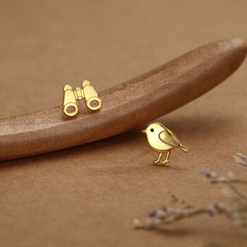 Sterling Silver Birdwatcher Mismatched Stud Earrings, 4 of 12