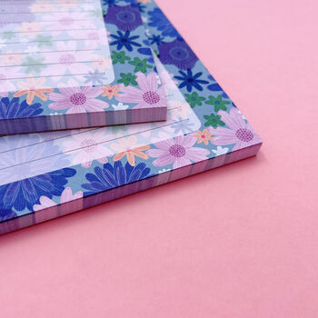 Lush Flowers Recycled A5 Notepad / Desk Pad Blue, 3 of 5