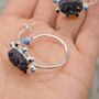 Black Onyx, Agate, Turquoise, Sterling Silver Hoop Earrings, thumbnail 7 of 8