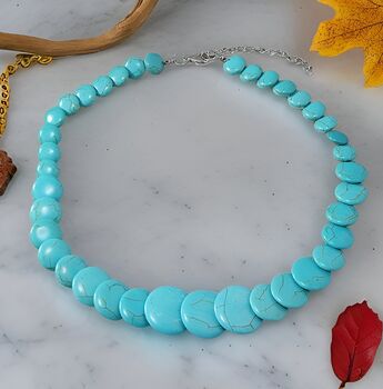 Boho Turquoise Stone Marbled Disc Necklace Jewellery, 4 of 5