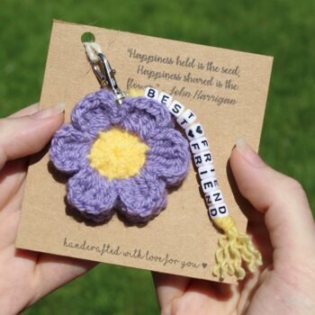 Personalised Crocheted Flower Keyring Letterbox Gift, 8 of 12