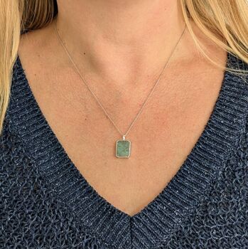 The Rectangle Aquamarine Necklace, Silver, 4 of 7