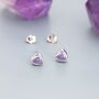 Sterling Silver Purple Heart Cz Stud Earrings, thumbnail 5 of 10