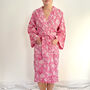 Wrap Kimono In Pink Botanic Block Print, thumbnail 1 of 5