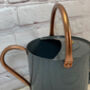 French Grey And Copper Trim Watering Can Nine Litre, thumbnail 2 of 4