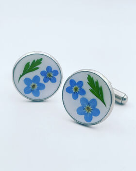 Cufflinks Real Forget Me Not Hand Made 16mm, 6 of 10