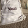 Personalised Beige Gingham Gift Sack Embroidered, thumbnail 6 of 8