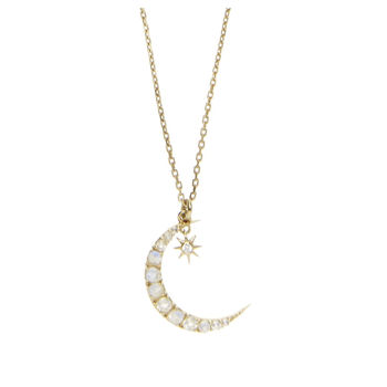 Crescent Moon And Star Pendant In Moonstone And Diamond, 4 of 9