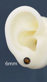 Sterling Silver Genuine Tiger's Eye Stud Earrings, 6 of 12