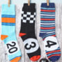 Racing Car Socks Available In Eight Colours, thumbnail 1 of 12