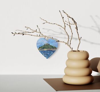 St Michael’s Mount Wooden Hanging Heart, Collage Art Of Cornwall, 2 of 2