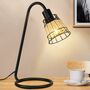 Bedside Rattan Table Lamp With Hollow Round Base, thumbnail 5 of 8