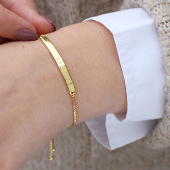 18ct Gold Plated Or Silver Personalised Slider Bracelet, 3 of 6