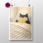 Cat Reading In Bed Print Personalized Favourite Book Gift, thumbnail 1 of 9