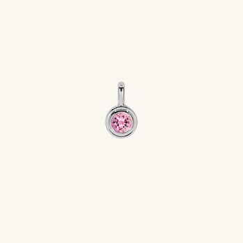 Personalised Round Bezel Birthstone Pendant Silver, 7 of 8