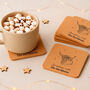 Set Of Six Highland Cow Personalised Cork Coasters, thumbnail 1 of 3