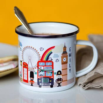 Personalised Children's London Bus Enamel Mug, 2 of 7