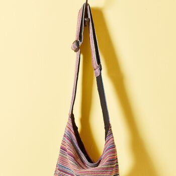 Handmade Rainbow Stripe Shoulder Bag Boho Hippie, 3 of 3
