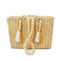 Seranna Natural Gold Pattern Handwoven Basket Bag, thumbnail 2 of 7
