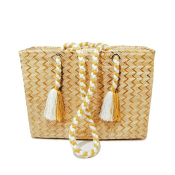 Seranna Natural Gold Pattern Handwoven Basket Bag, 2 of 7