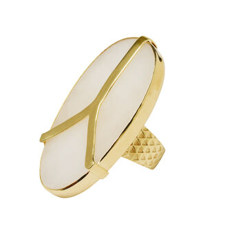 White Agate Yaa Yaa Adjustable Gemstone Ring, 2 of 2