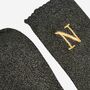 Women's Glitter Socks Black Gold Initial 'N', thumbnail 4 of 5