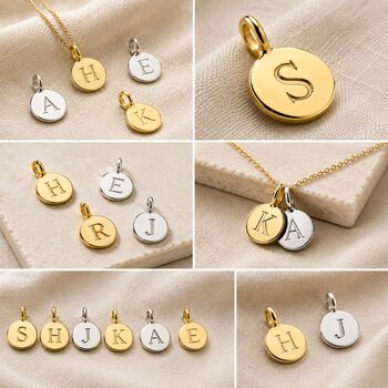 Sterling Silver Or Gold Initial Letter Disc Charms, 5 of 5